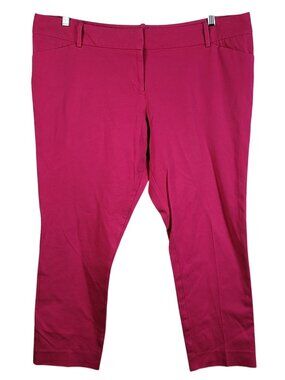 Mossimo Womens Stretch Extensible Flat Front Pants Pink SZ 18 Zip Hi Rise Pocket